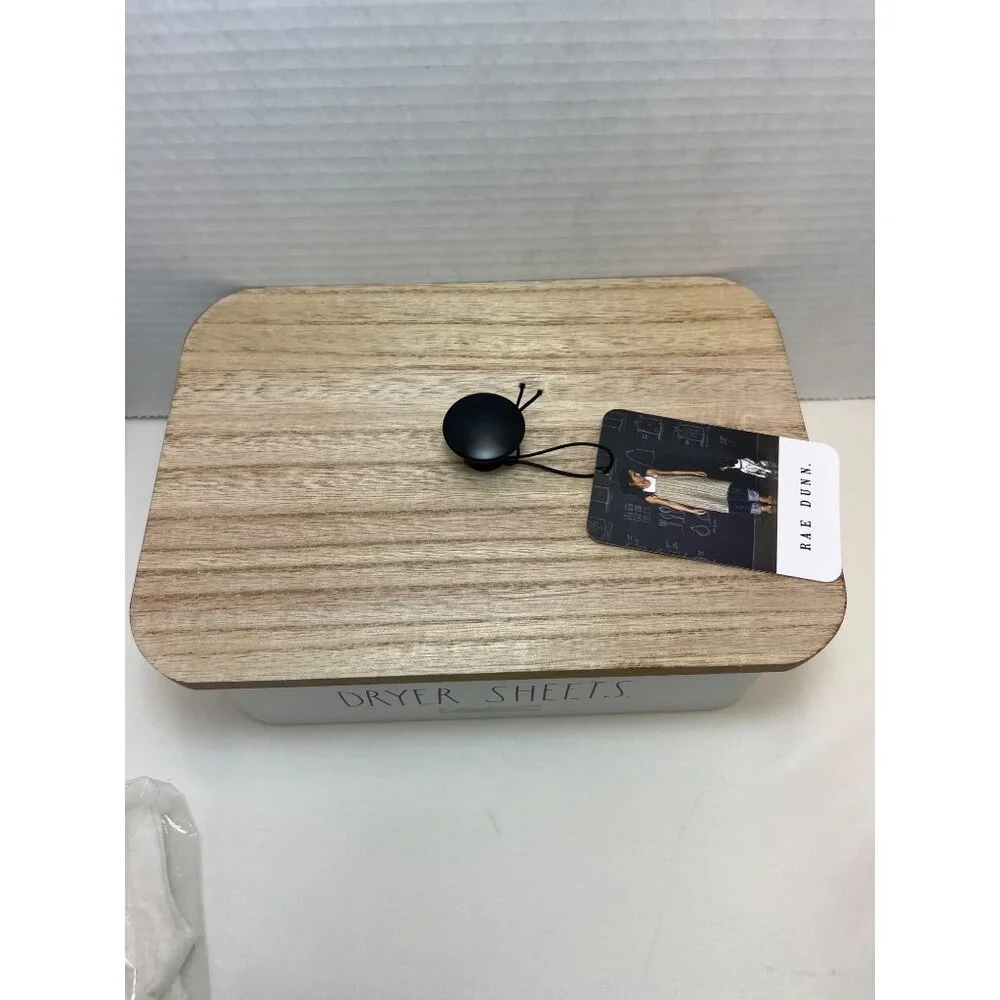 Rae Dunn Dryer Sheets Storage Box With Wooden Lid - Add Class & Sass To Your Lau